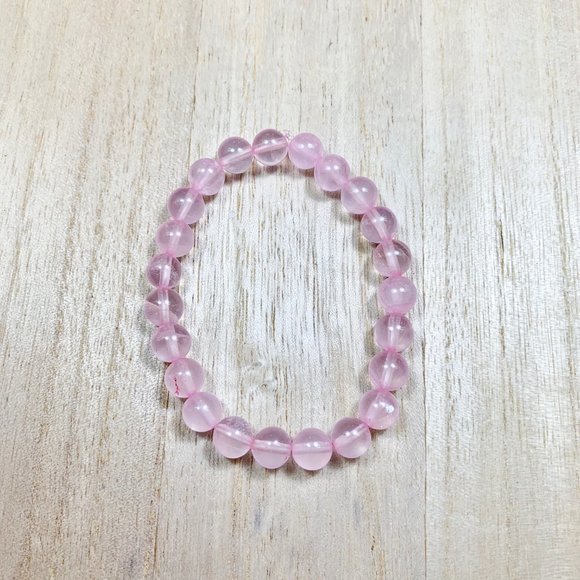8mm Pink Quartz Chakra Stretch Bracelet - Picture 7 of 9